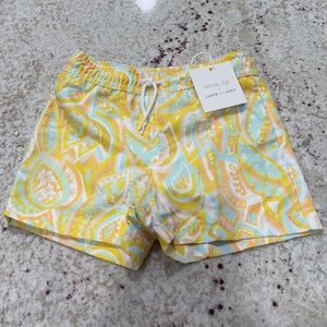 NWT Janie and Jack x Rachel Zoe Boys Yellow Print Swim trunks